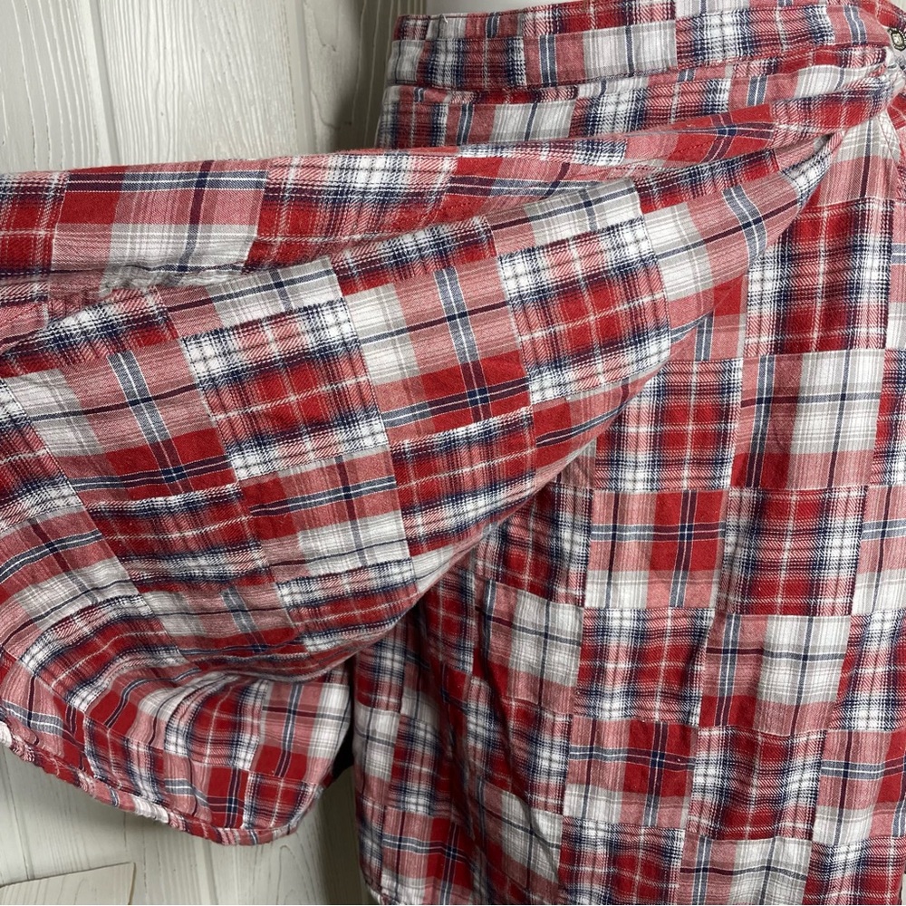 Ellen Orton Plaid Flannel Patchwork Wrap Skirt Me… - image 7